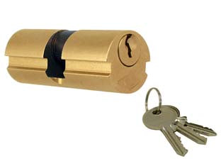 Cilindri a infilare mg tondi - mm.56 ø mm.22 centrato (28x28) 020560 - corpo in ottone con 3 chiavi in ottone nichelato a 5 spine