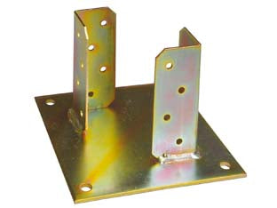 Supporto a pavimento con piastra per trave - base mm.220x220 p/trave da mm.140x140x180h. - in acciaio tropicalizzato, spessore mm.4