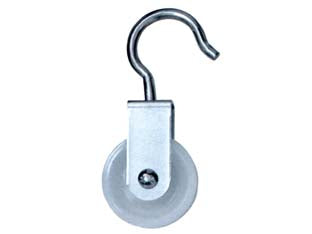 Carrucole con gancio ruota nylon - ø mm.40x15 - in acciaio zincato ruota nylon, gancio girevole