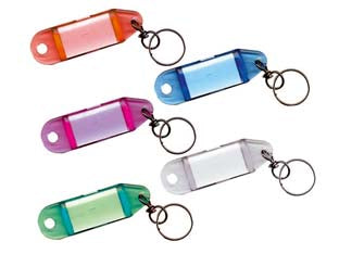 Portacartellini tipo pesante con anello e givolare - in plastica tipo cristal trasparente colori assortiti