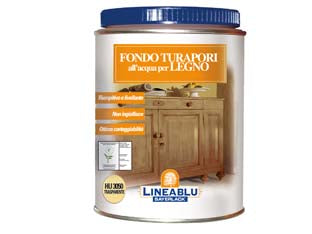 Fondo turapori allacqua per legno - HU 3050 trasparente ml.750 - dove si applica: manufatti in legno per arredi interni, antine, battiscopa, porte, sedie, mobili, come si applica: pennello a...