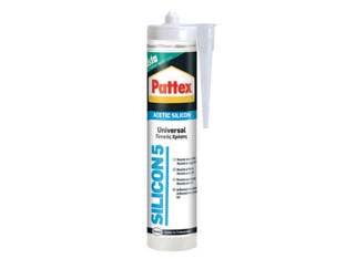 Pattex silicone sista silicon 5 acetico - ml.280 bianco - in cartuccia, adesivo sigillante siliconico acetico a prova di muffa, ideale per sigillature di materiali non porosi, sanitar...