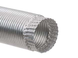 Tubi flessibili ed estensibili in alluminio colore naturale m/f - ø cm.6 - mt.3 all'origine, compresso a cm.80, M/F