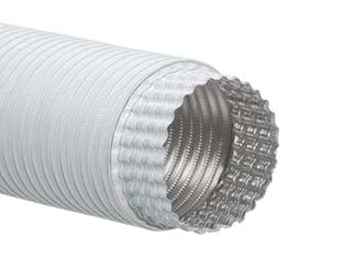 Tubi flessibili ed estensibili in alluminio colore bianco m/f - ø cm.8 - mt.3 all'origine, compresso a cm.80, M/F