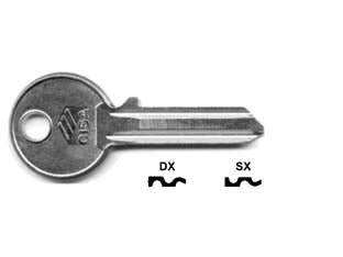 Chiavi 5 spine grandi 01310 - 01310001 DX (tipo silca CS 206) - in ottone nichelato, per lucchetti da 50-60 e cilindri