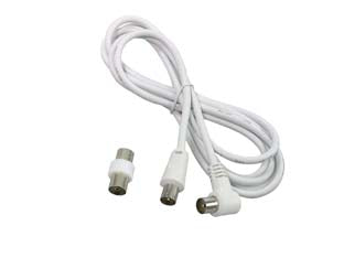 Prolunga tv con cavo mt.2 spina maschio-femmina + adattatore maschio - 31060 - colore bianco, cavo coassiale 75 Ohm, spina/presa ø mm.9,5 compreso adattatore TV maschio-maschio, in confezione singola FLOW...