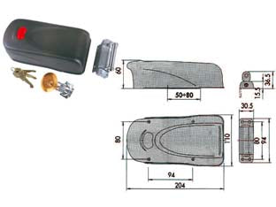 Elettroserratura per porte in legno con pulsante interno 1a610 - (1A610.00.0) - mm.50/80 tensione 12v, reversibilità DX/SX ed entrata variabile, scudo di protezione in acciaio verniciato, bocchette in me...