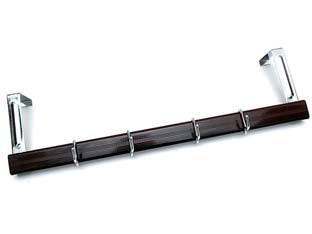 Appendiabiti per porta pronty marrone - cm.60 - barra in alluminio, con 4 ganci cromati in metallo