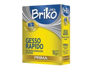 K2 linea briko gesso rapido bianco in polvere - Kg.1 in scatola - per piccoli lavori di riparazione e stuccatura, per interni ed esterni, colore bianco