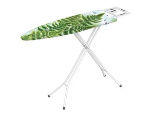 Asse da stiro leo poggiaferro in lamiera verniciata - aperto cm.136x33x90h. - chiuso cm.33x4,5x143h. - peso Kg.4,4, telaio inferiore in tubo ø mm.19 acciaio verniciato, regolabile in altezza, poggiaferro con inserti in silicone ...