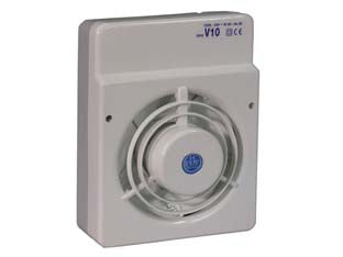 Aspiratore elettrico da parete centrifugo automatico 20w - ø mm.100 di foro art.V10 - 20w di potenza, tensione 240v portata aria 100mc/h., realizzato in materiale termoplastico con copertura e chiusura automat...