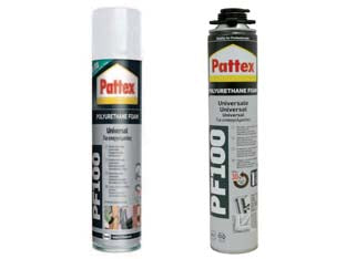 Schiuma poliuretanica universale pattex pf100 - ml.750 applicazione con pistola - in bombola, schiuma poliuretanica universale con classe di resistenza al fuoco B3, secondo la norma DIN 4102, aumenta fino a ...