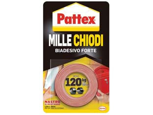 Pattex nastro biadesivo millechiodi tape - mm.19h. in rotoli da mt.1,5 - in blister, adesivo super potente colore bianco per fissare in modo semplice, pulito e duraturo diversi materiali come legno,...