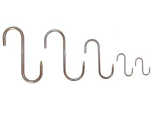 Gancio inox da macellaio 1 punta - ø mm.9x200 - in acciaio inox