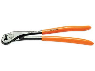 Pinza legarete per chiusura ganci reti Ø 5 - mm.210 - foro ø mm.6,3 in acciaio verniciato nero, manici con impugnatura rivestita in PVC