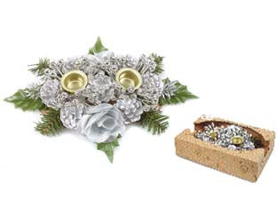 Porta candele a due posti colore argento - cm.18x12