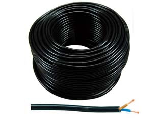 Cavo elettrico bipolare similgomma nero h05vv-f - 2x mmq.1 colore nero - cavo elettrico similgomma bipolare tondo, H05VV-F
