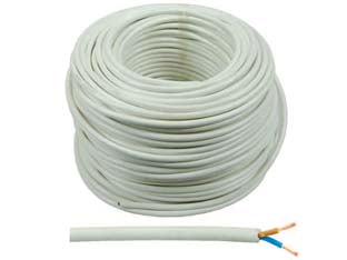 Cavo elettrico bipolare similgomma bianco h05vv-f - 2x mmq.1 colore bianco - cavo elettrico similgomma bipolare tondo, H05VV-F