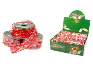 Bobine di nastro decorativo rosso - cm.200x4h. in conf. da pz.32, confezionato in scatola illustrata