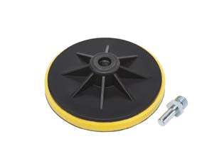 Platorello con velcro biadesivo - ø mm.125 in blister PG 338.82 - per frullino con foro filettato mm.14MA e per trapano con codolo mm.10