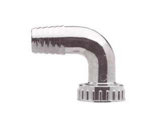 Pipa scarico a muro - ghiera F 1' con portagomma in ABS cromato, per tubo lavatrice