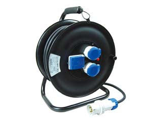 Avvolgicavo elettrico da cantiere universale 3prese mt30 linea garanti - mt.30 14622-FK - 14622 - spina industriale 309 blu 2 poli + terra 16A, 2 prese industriali 309 blu 2 poli + terra 16A, 1 presa schuko + bipasso 10/...