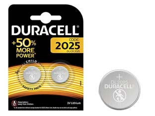 Pila specialistica a pastiglia al litio (2025) - 3v ø mm.20x2,5h. 130 mAh. al litio, in blister da 2 pezzo