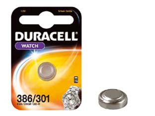 Pila specialistica a pastiglia allossido dargento (386/301) - 1,5v ø mm.11,6x4,2h. 120 mAh. all’ossido d’argento, in blister da 1 pezzo