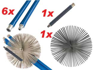 Kit spazzacamino con snodo a molla - 6 aste cm.140 + 1 scovolo cm.25 + 1 molla cm.25 - Nessuna Descrizione per questo prodotto