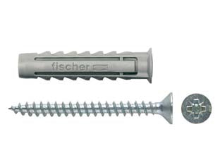 Tassello in nylon con vite sx-s - ø mm.8x40 vite mm.5x50 - fornito con vite per truciolare in acciaio zinco cromato con testa svasata piana e impronta pozdrive