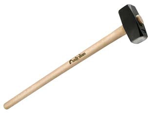 Mazza a coppia con manico in legno - Kg.4 - manico mm.910 - testa in acciaio temprata, forgiata e verniciata nera con battenti spigolati e lucidati