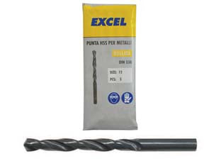 Punte hss rullate per ferro - ø mm.13 codolo ridotto mm.10 - punte elicoidali HSS, DIN 338, esecuzione rullata, utilizzo su metalli, ferro e acciaio