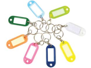 Portacartellini con anello e givolare - in plastica colori assortiti