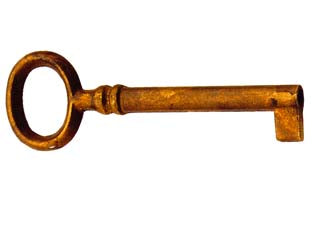 Chiavi per mobili mod.33718 in ottone patinato pulito - mm.81x24 lunghezza gambo mm.53 - innesto femmina