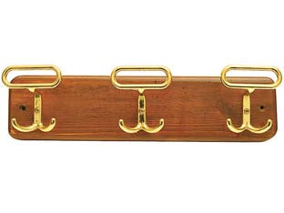 Portabiti leonzio 3 posti noce/oro - cm.32x8,5h. - in legno colore noce con ganci in metallo oro