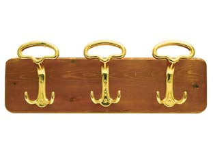 Portabiti lady 3 posti noce/oro - cm.48x16,5h. - in legno colore noce con ganci in metallo oro