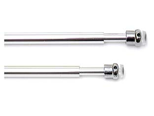 Bris bris astine universali allungabili cromate - cm.36-60 cromate, in bl. 2 pz. - ø mm.8 in metallo estensibile a molla completo di ventosine laterali per montaggio a pressione, e cancanetti a vite compres...