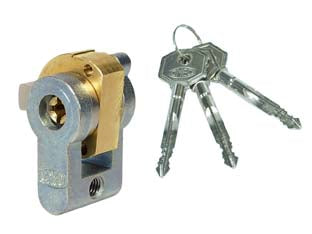Cilindro a infilare sagomato con chiave a croce 4052 - mm.20 (4052) - supporto in lega speciale zincata, corpo cilindretto e perni in ottone, molle in acciaio, camma in acciaio inox, dotazione 3 ...