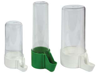 Abbeveratoio trasparente per gabbia uccelli - ø cm.5,3x13,5h. medio portata cc.200 - in plastica