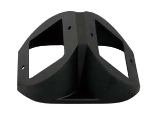 Supporto a parete per due bracci - mm.150x105x80h. in materiale termoplastico colore nero, adatto per sostenere 2 bracci con globi niba max ø mm.350