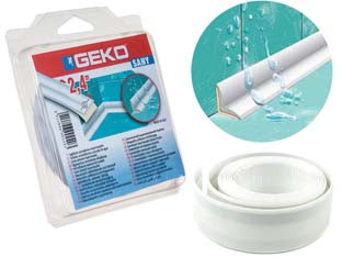 Striscia sigillante autoadesiva bianca per profili vasche - mm.22h. in rotolo da mt.2,4 - sigillante adesivo per vasca da bagno, pavimento doccia, lavabo, lavello cucina, camper e roulottes, impermeabile, inodore, f...