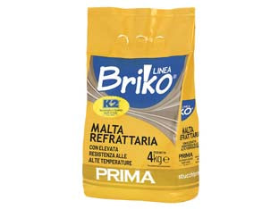 K2 linea briko malta refrattaria grigia in polvere - Kg.4 in busta - con elevata resistenza alle alte temperature, per il montaggio di elementi refrattari per l'assemplagio di caminetti, forni, ...