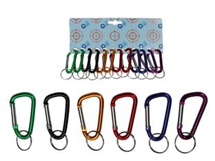 Moschettoni portachiavi in alluminio con anello - ø mm.6x60 - corpo tubolare in alluminio, su cartella da pezzi 12 colori assortiti