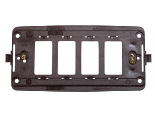 Supporto per placche 4 posti - 4 posti - supporto in policarbonato, adatto per inserire frutti tipo magic o similari, colore nero