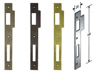 Contropiastra per serratura a bussola bordo quadro - acciaio bronzato - per serrature da mm.30-35-40-45-50-60 con frontale da mm.180h.