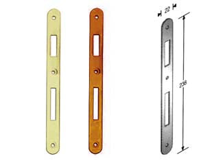 Contropiastra per serratura a bussola - bordo tondo cromo opaco - interasse mm.90 per serrature da mm.30-35-40-45-50-60 con frontale da mm.240h.