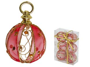 Sfere tonde in rete colore rosso - ø mm.80 in conf. pz.6 - confezione in scatola di plastica trasparente