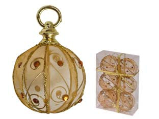 Sfere tonde in rete colore oro - ø mm.60 in conf. pz.6 - confezione in scatola di plastica trasparente