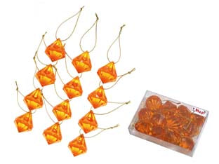 Decoro diamante oro - in plastica vetrificata, ø cm.3,5x4h. confezionato in scatola trasparente da 12 pezzi