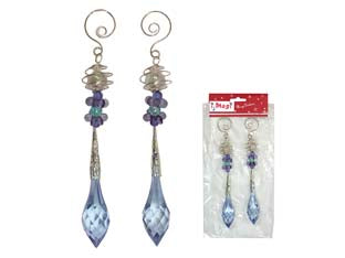 Decoro pendente blu - in plastica vetrificata cm.20 colore blu, confezionato in blister da 2 pezzi